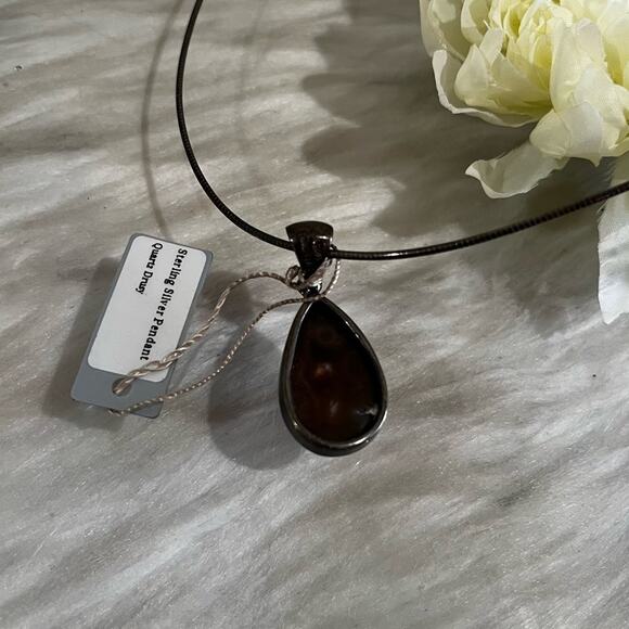 NEW Starborn Jewels Quartz Druzy Dragon Teardrop Sterling Silver Pendant 90s NWT - Picture 6 of 13